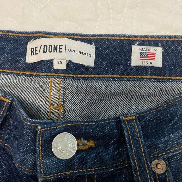 Re/Done Relaxed Cropped Ankle frayed blue Jeans size 25 - Picture 12 of 13